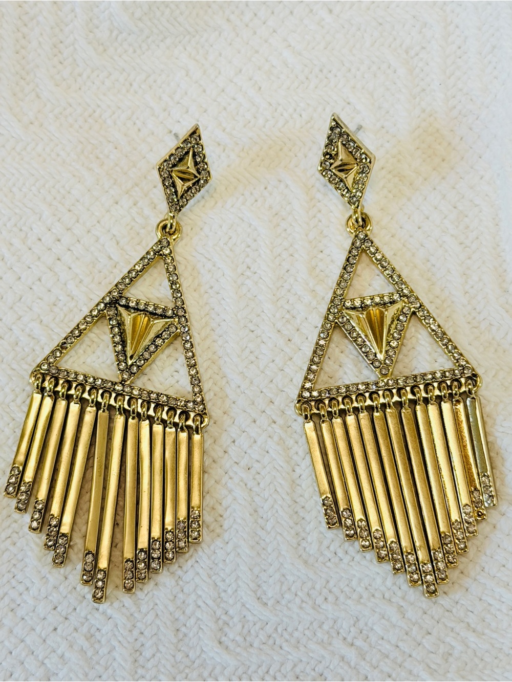 House of Harlow Golden Hour Fringe Drop Earrings Chandelier Nicole Richie